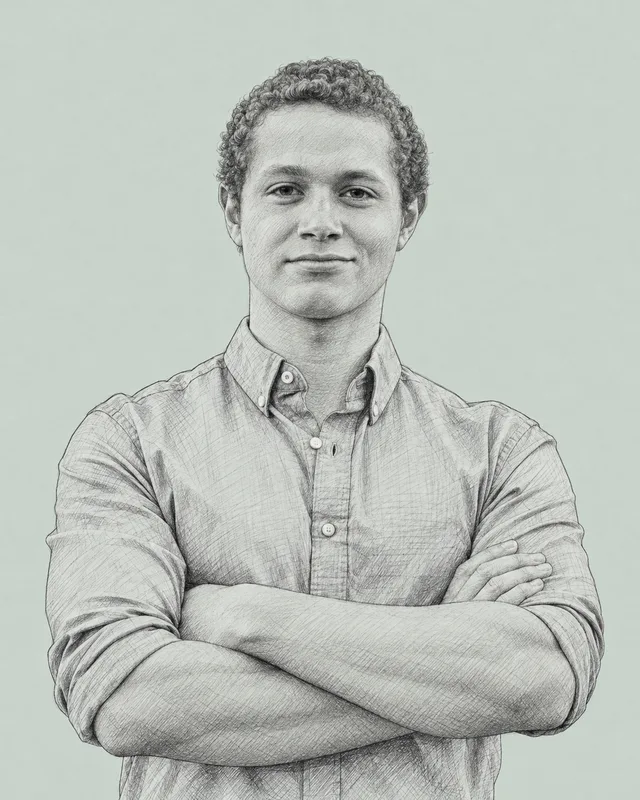 Illustrated portrait of Philip Bankier